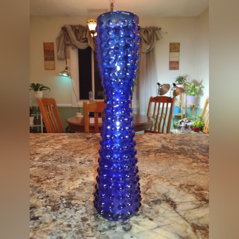 Tajima Cobalt Blue Hobnail Japan Bird Bath Base Bud Vase